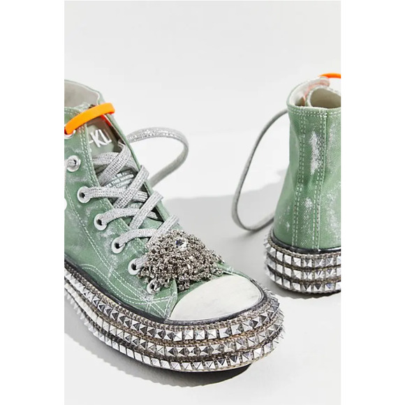 Free People Nan-Ku Couture Cruise Studded High Top Sneaker 37/ 6.5 Spring Mint - Picture 3 of 14